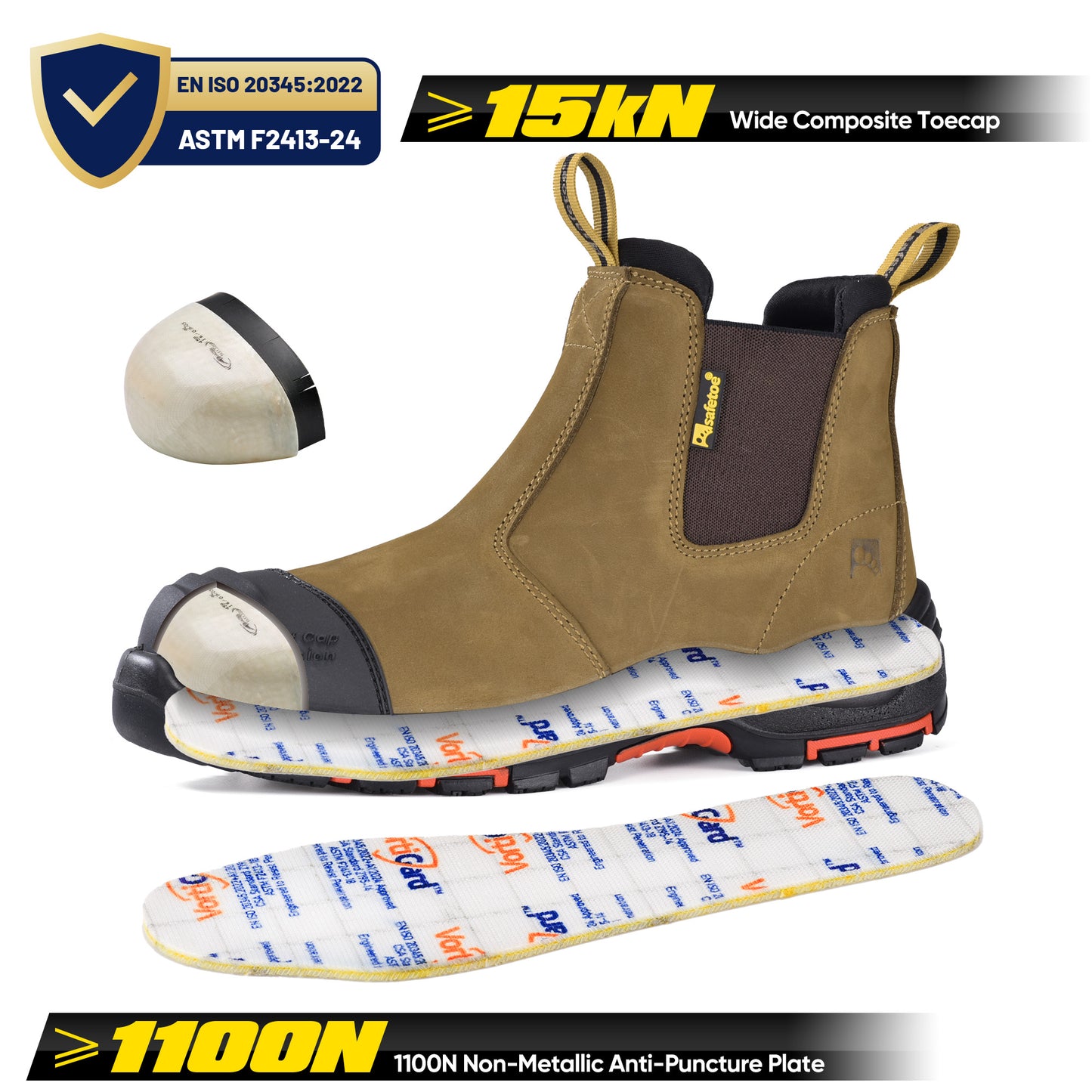 Safetoe Composite Toe Chelsea Work Boots – 18kV EH Rated, Slip-On, Oil & Slip-Resistant