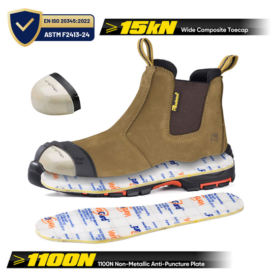 Safetoe Composite Toe Chelsea Work Boots – 18kV EH Rated, Slip-On, Oil & Slip-Resistant