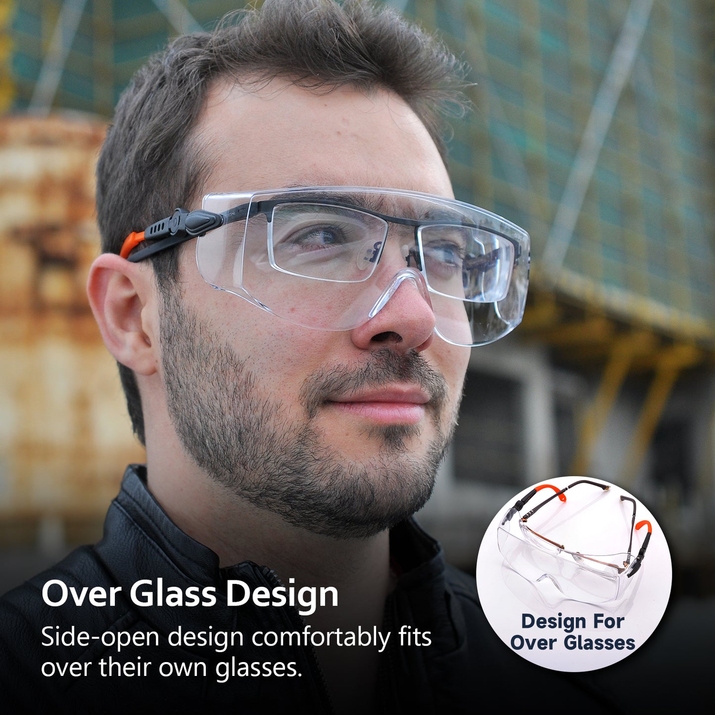 SAFEYEAR Oversized OTG Safety Goggles – Fits Over Prescription Glasses (ANSI Z87.1 / EN166)- SG009