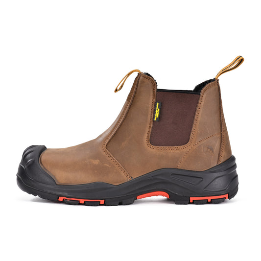 Safetoe Water Resistant Leather Brown Work Boots（M-8025NBO）