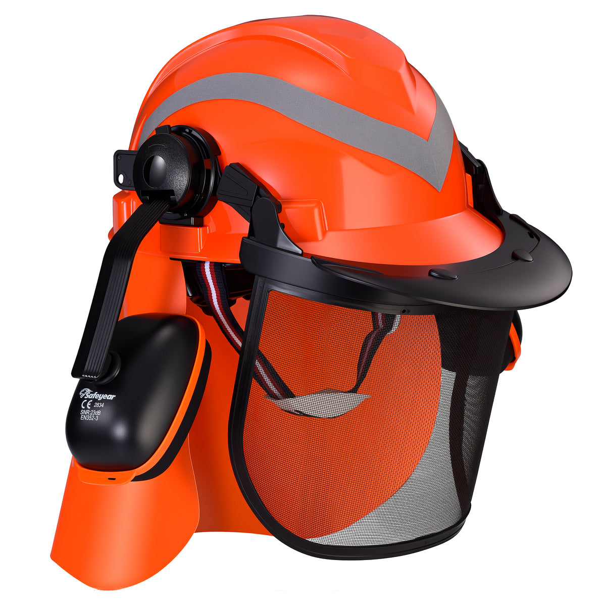 SAFEYEAR Protective Helmet Set – Hard Hat, Ear Muffs, Face Mesh, Adjustable Safety Helmet（Year）