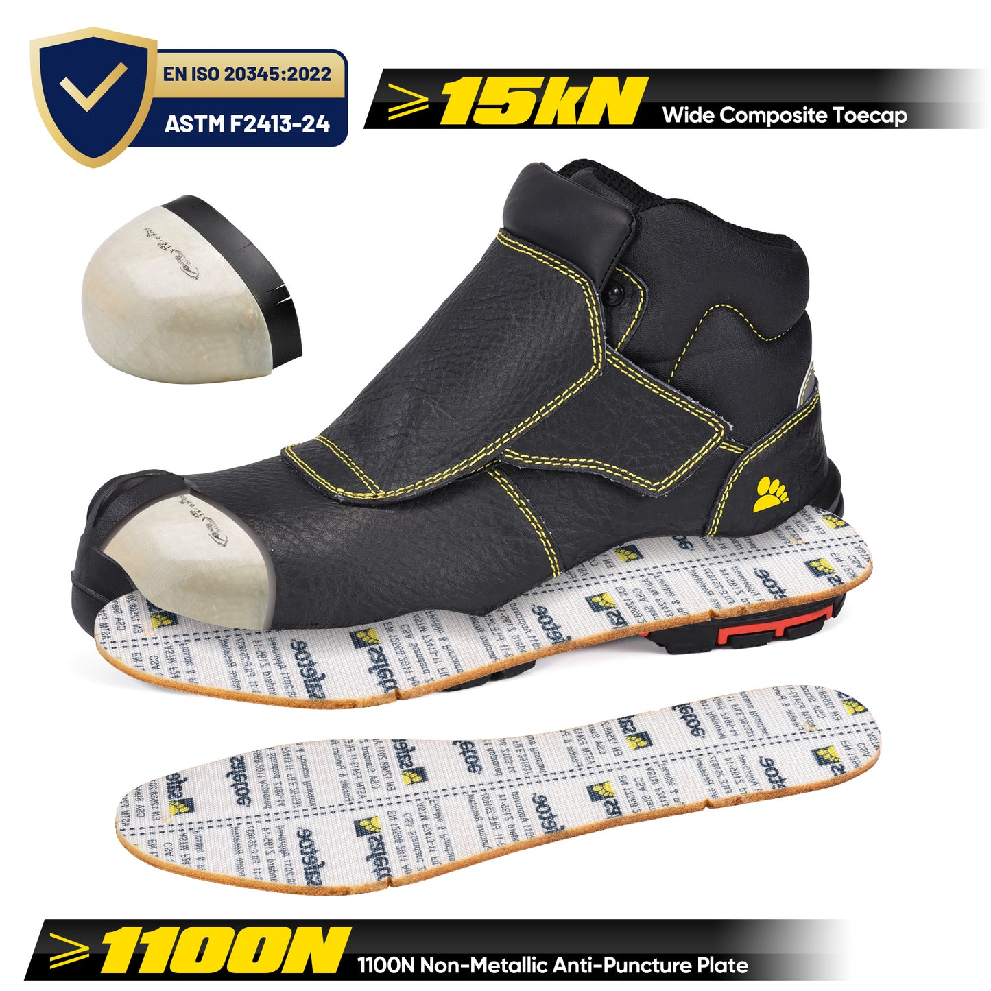Safetoe Welding Work Boots – Spark-Resistant Leather Cover, Composite Toe & Kevlar, 300°C Heat-Resistant
