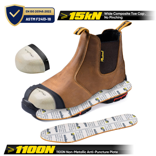 Safetoe 100% Genuine Leather Safety Work boots for Men&Women(M-8025NB)