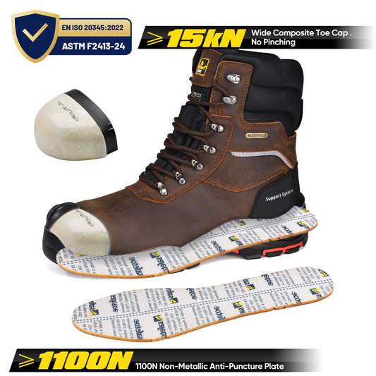 Safetoe Men's Insulated Waterproof Work Boots Composite Toe Industrial safety（H-9552）