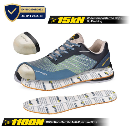 SAFETOE Mens Lightweight Composite Toe Safety Shoes（L-7572）