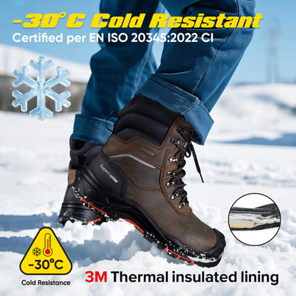 Safetoe Waterproof Winter Work Boots – Water Resistant Lining, Warm 3M Thinsulate, Composite Toe & Kevlar, Slip & Oil Resistant(H-9552)