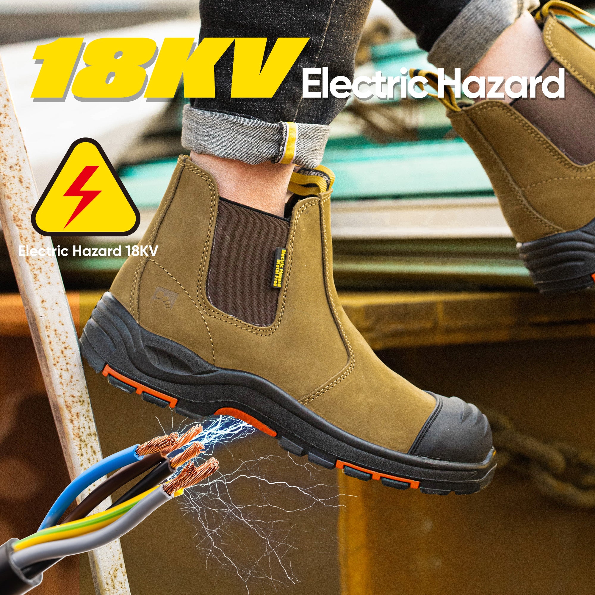 Safetoe Composite Toe Chelsea Work Boots – 18kV EH Rated, Slip-On