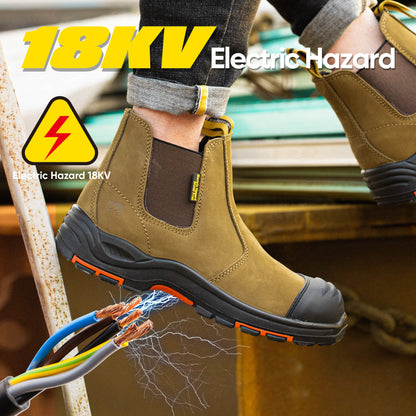 Safetoe Composite Toe Chelsea Work Boots – 18kV EH Rated, Slip-On, Oil & Slip-Resistant