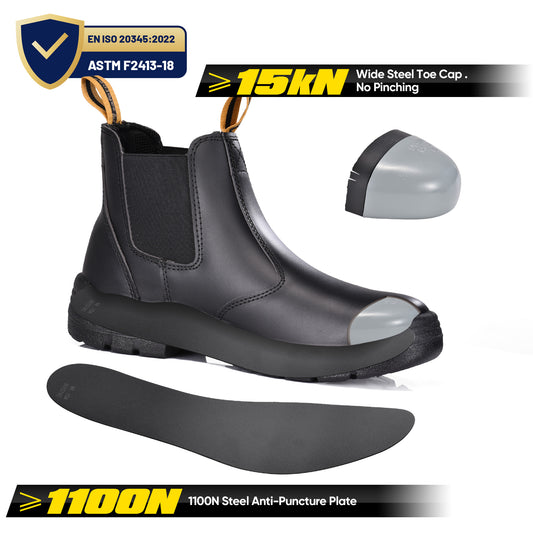 Safetoe Water Resistant Leather Steel Toe Safety Work Boots(M-8025)