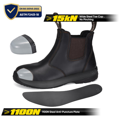 Safetoe Resistant Cow Leather  Steel Toe Safety Work Boots （M-8025W）