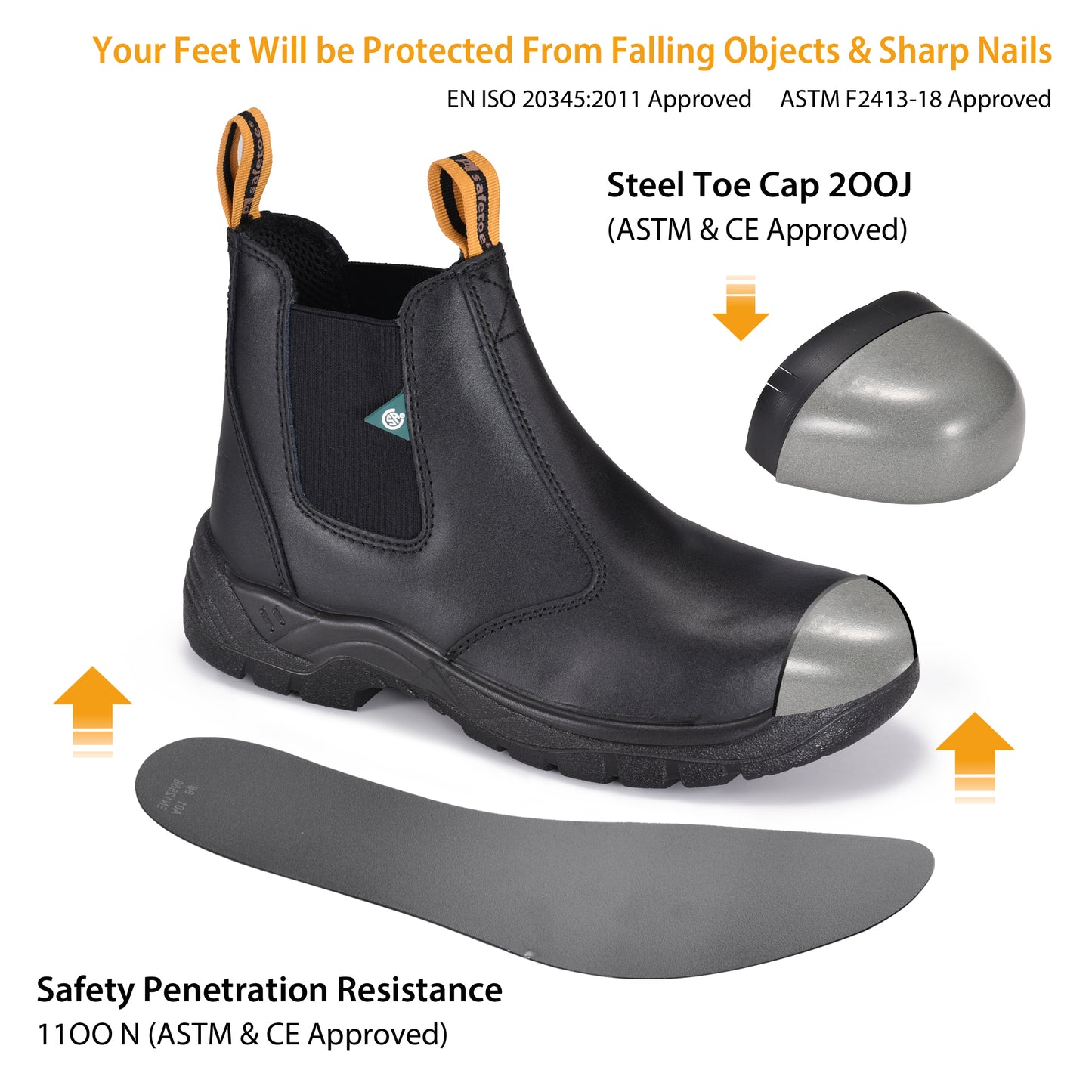 Botas de trabajo con punta de acero SAFETOE Antler BK CSA para hombre y mujer