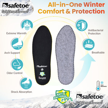 SAFETOE J-017 Thermal Insoles–Winter Warm Insoles with Memory Foam & 3M Thinsulate