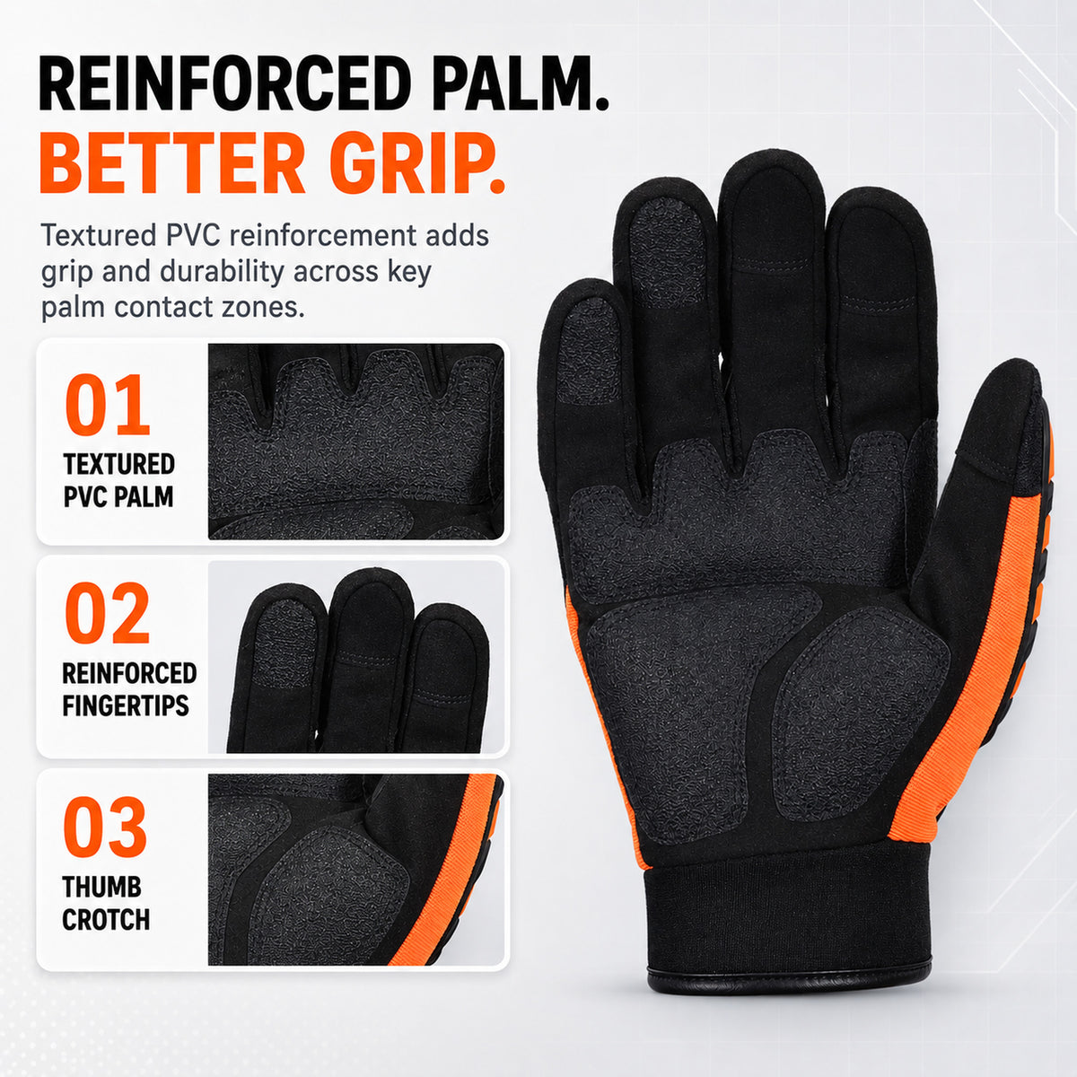 SAFEYEAR Heavy Duty Impact Work Gloves, Touchscreen Mechanics Gloves（Year）