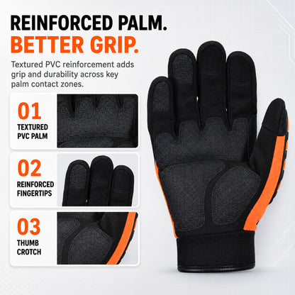SAFEYEAR Heavy Duty Impact Work Gloves, Touchscreen Mechanics Gloves（Year）