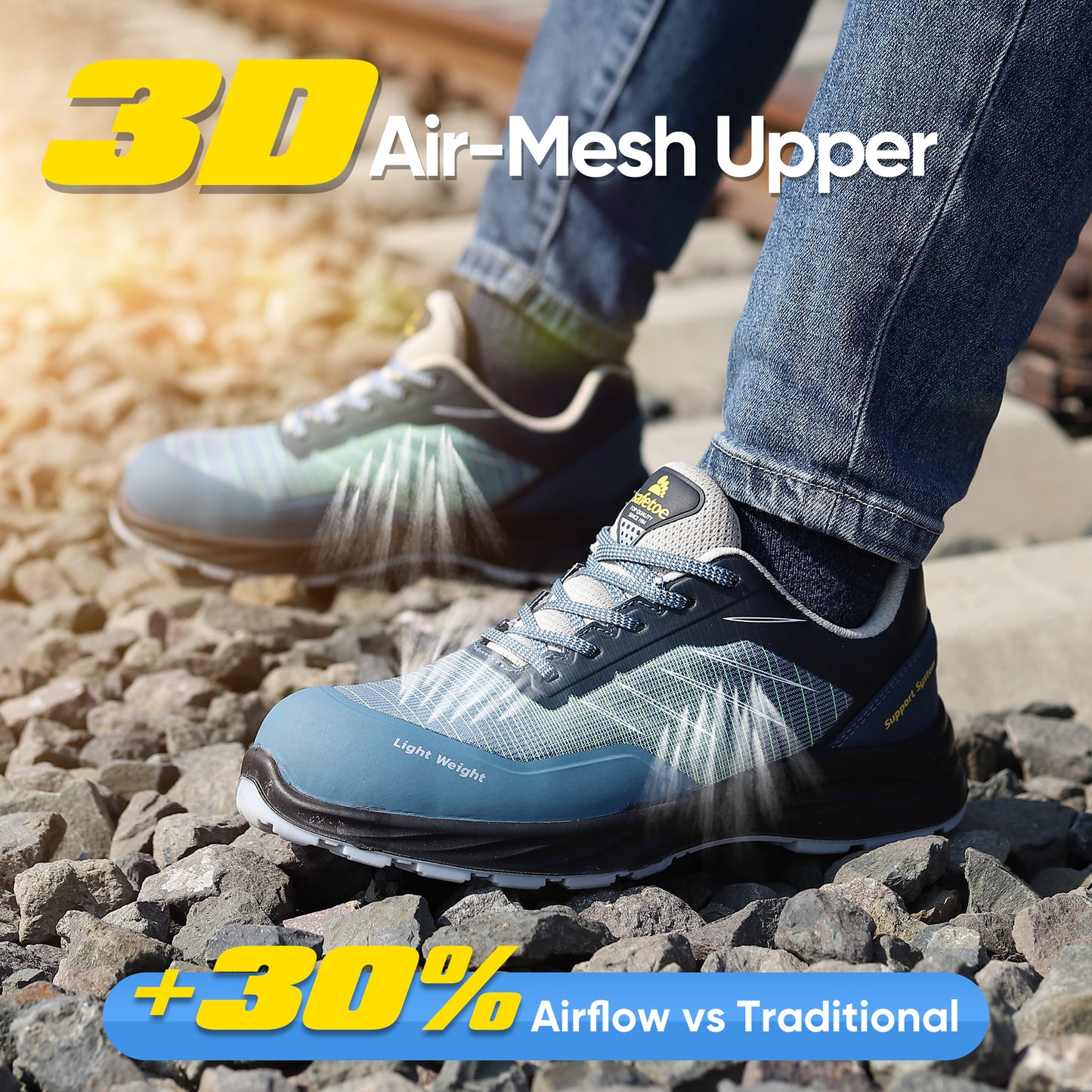 SAFETOE Mens Lightweight Composite Toe Safety Shoes（L-7572）