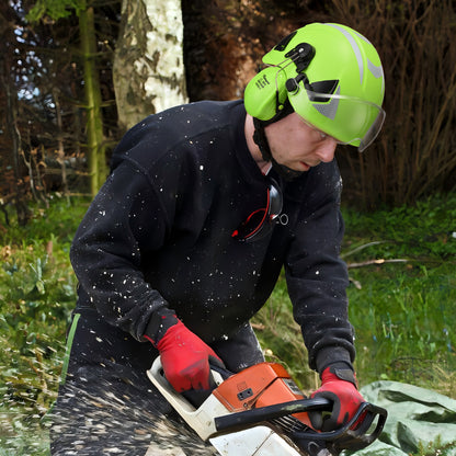 SAFEYEAR Multi-Protection Helmet with Goggles & Ear Muffs – ANSI/CE Certified for Construction, Mining, Forestry & More