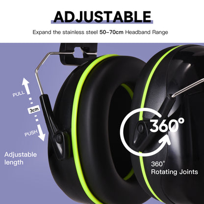 Safeyear QuiteEnjoy 31dB SNR Ear Muffs, Adjustable Noise Cancelling Ear Defenders for Construction Airport Factory, ANSI/CE Certified Hearing Protection