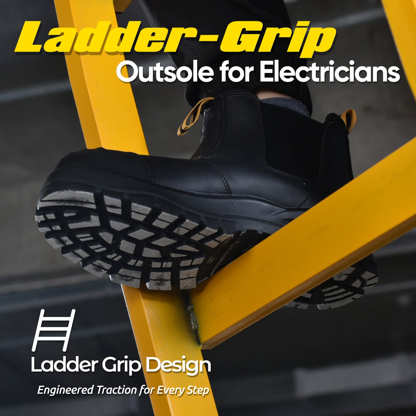 Safetoe Steel Toe Chelsea Work Boots – S3 Safety, Ladder Grip & Slip-Resistant Outsole, ASTM Certified (Black)