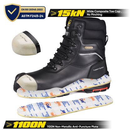 Safetoe Black Waterproof Winter Safety Boots – Insulated 3M Thinsulate,Composite Toe,Slip & Oil Resistant