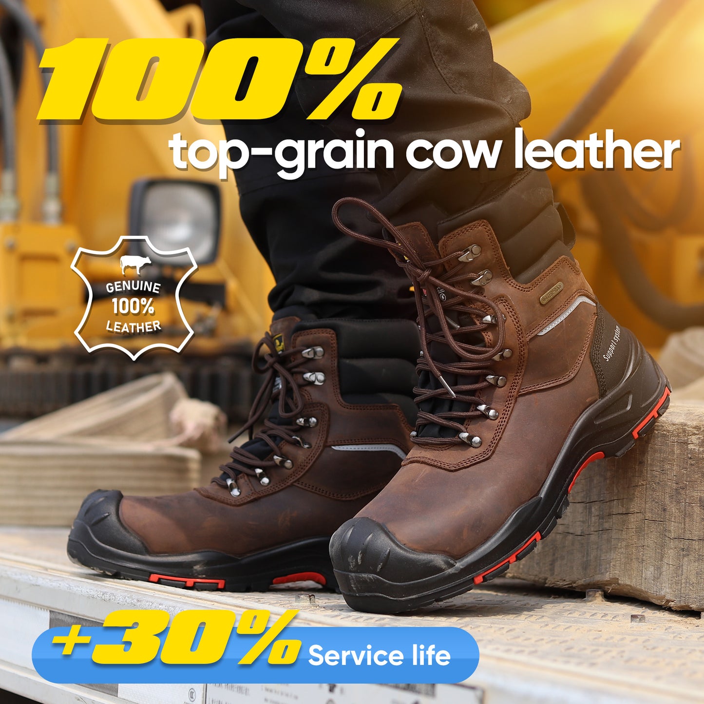 Safetoe Men's Insulated Waterproof Work Boots Composite Toe Industrial safety（H-9552）