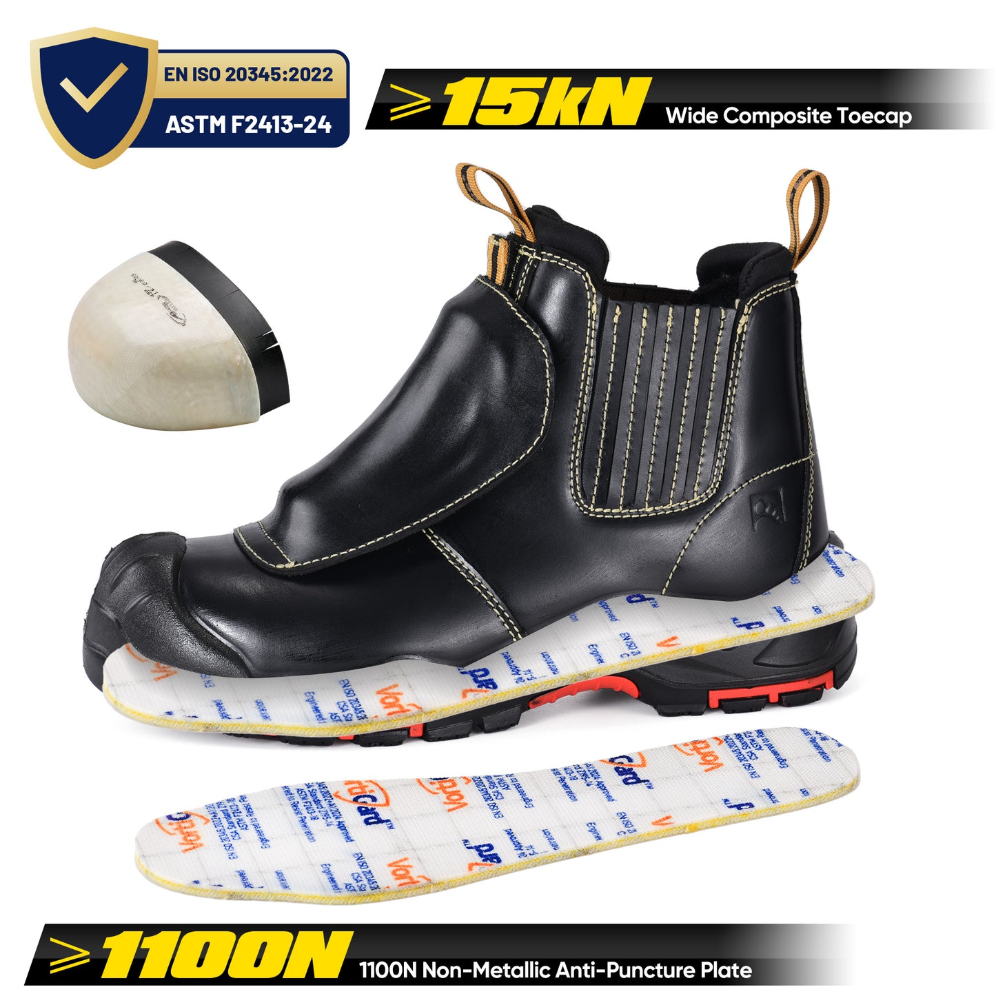 Safetoe Welding Metatarsal Chelsea Work Boots – Spark-Resistant Leather, Composite Toe, 300°C Heat-Resistant