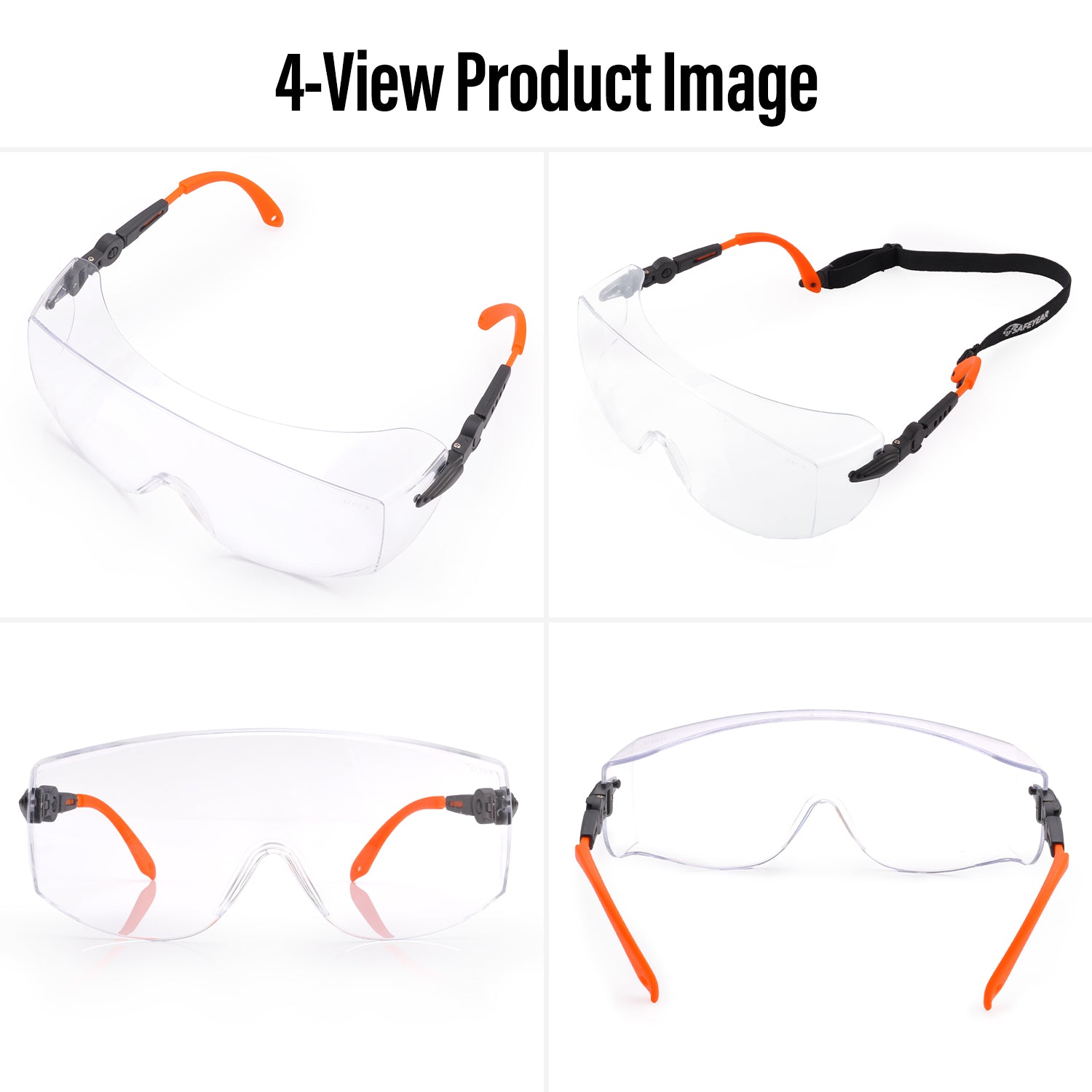 SAFEYEAR Oversized OTG Safety Goggles – Fits Over Prescription Glasses (ANSI Z87.1 / EN166)- SG009