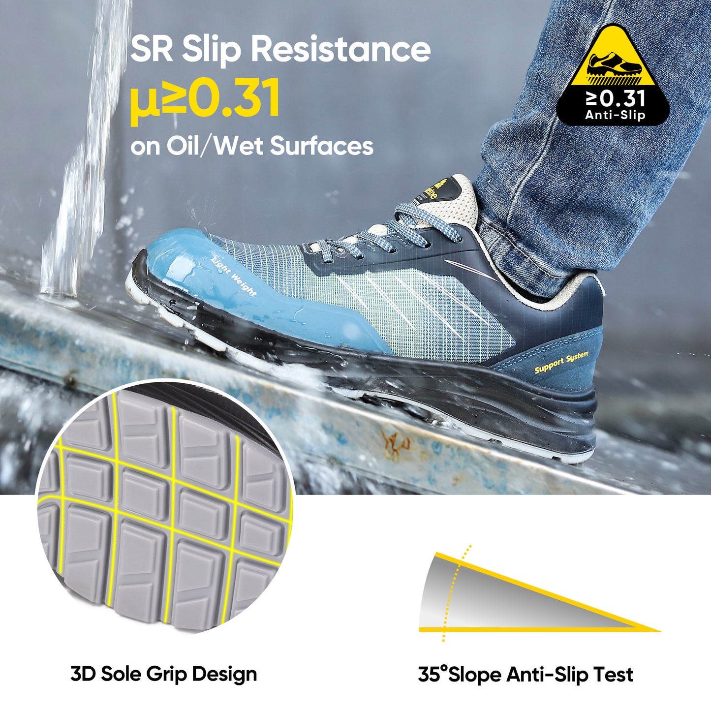 SAFETOE Mens Lightweight Composite Toe Safety Shoes（L-7572）