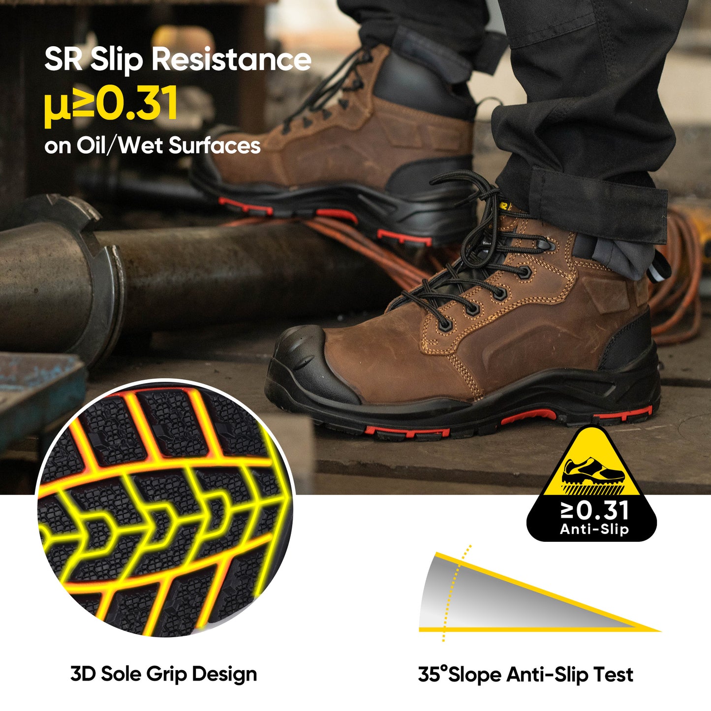Safetoe Composite Toe Work Boots for Men - Tank(M-8552）