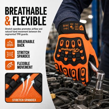 SAFEYEAR Heavy Duty Impact Work Gloves, Touchscreen Mechanics Gloves（Year）