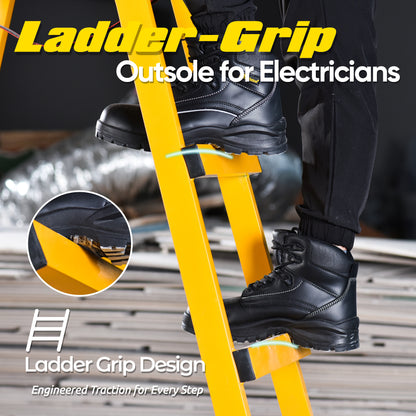 Safetoe Electrician Work Boots with Ladder Grip – 18kV EH Rated for Electrician, Composite Toe & Kevlar