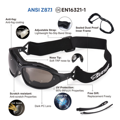 SAFEYEAR Safety Sunglasses - UV400 Tinted Lens, Free Head Strap Included（Year）