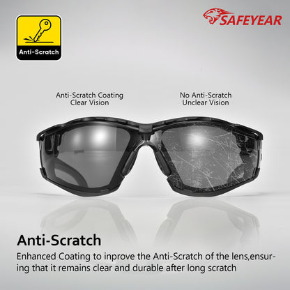 ANSI & EN166 Safety Sunglasses - UV400 Tinted Lens, Free Head Strap Included