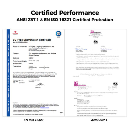SAFEYEAR Ultra-Komfortable Klare Schutzbrille – Beschlagfrei + UV-Schutz (ANSI Z87.1 / EN166) - SG002