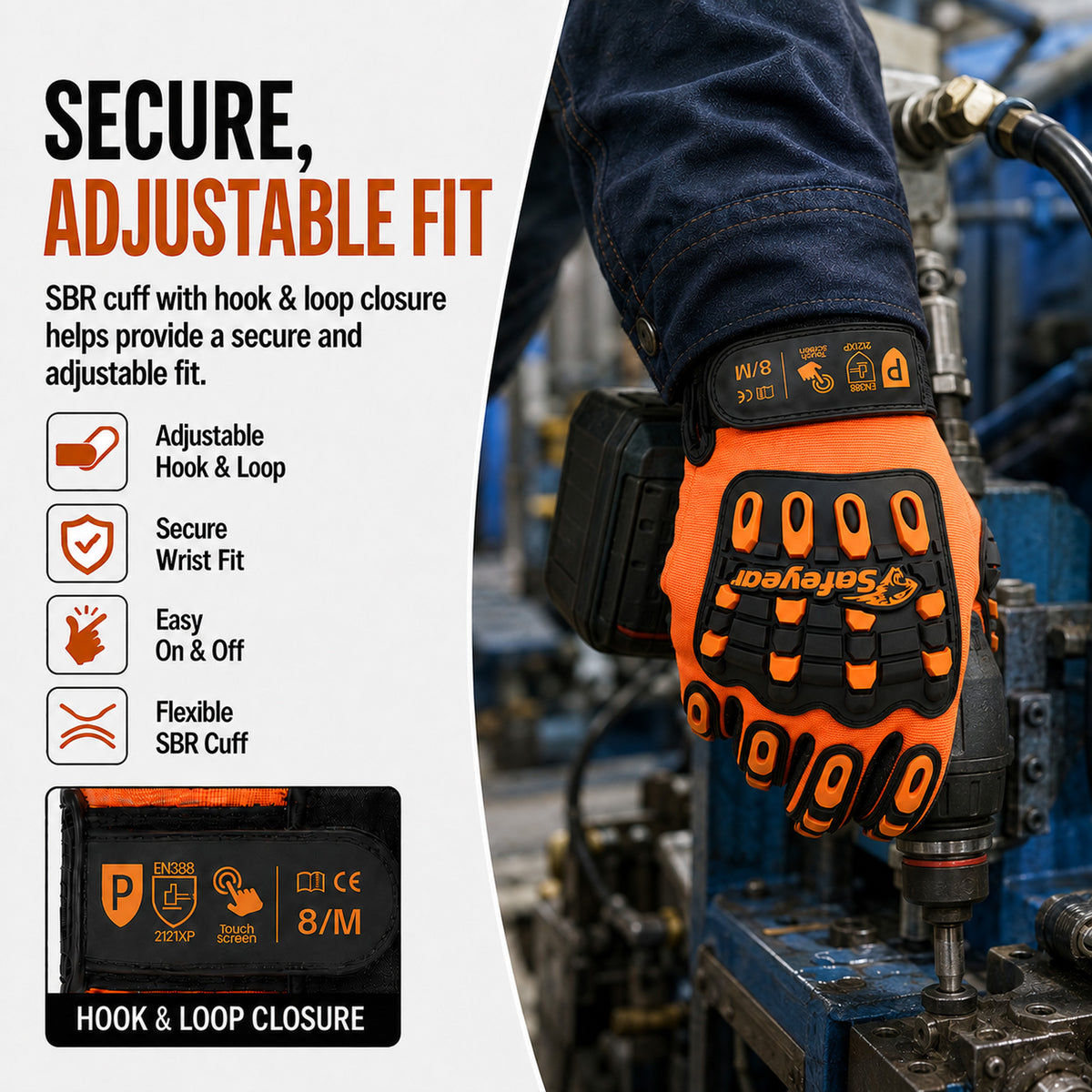 SAFEYEAR Heavy Duty Impact Work Gloves, Touchscreen Mechanics Gloves（Year）