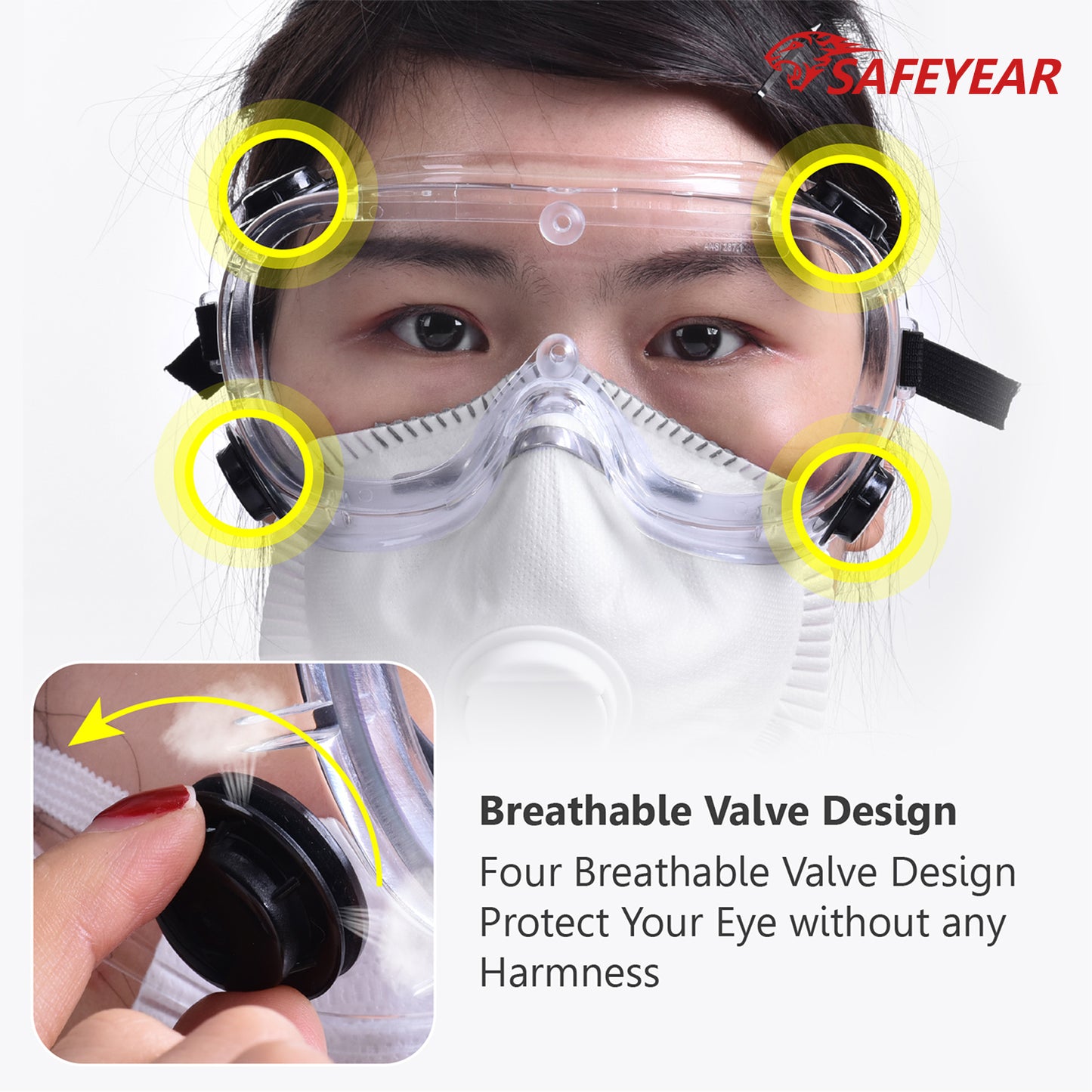 SAFEYEAR Goggles Anti Fog Safety Work Glasses【ANSI Z87.1】Anti Scratch HD Lens UV400 Protection