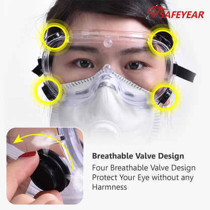 SAFEYEAR Goggles Anti Fog Safety Work Glasses【ANSI Z87.1】Anti Scratch HD Lens UV400 Protection