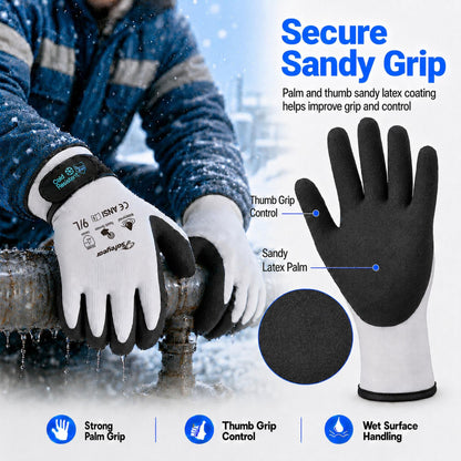 SAFEYEAR Waterproof Winter Work Gloves, EN388 EN511-30°C Cold Resistant Thermal Lined Gloves（Year）