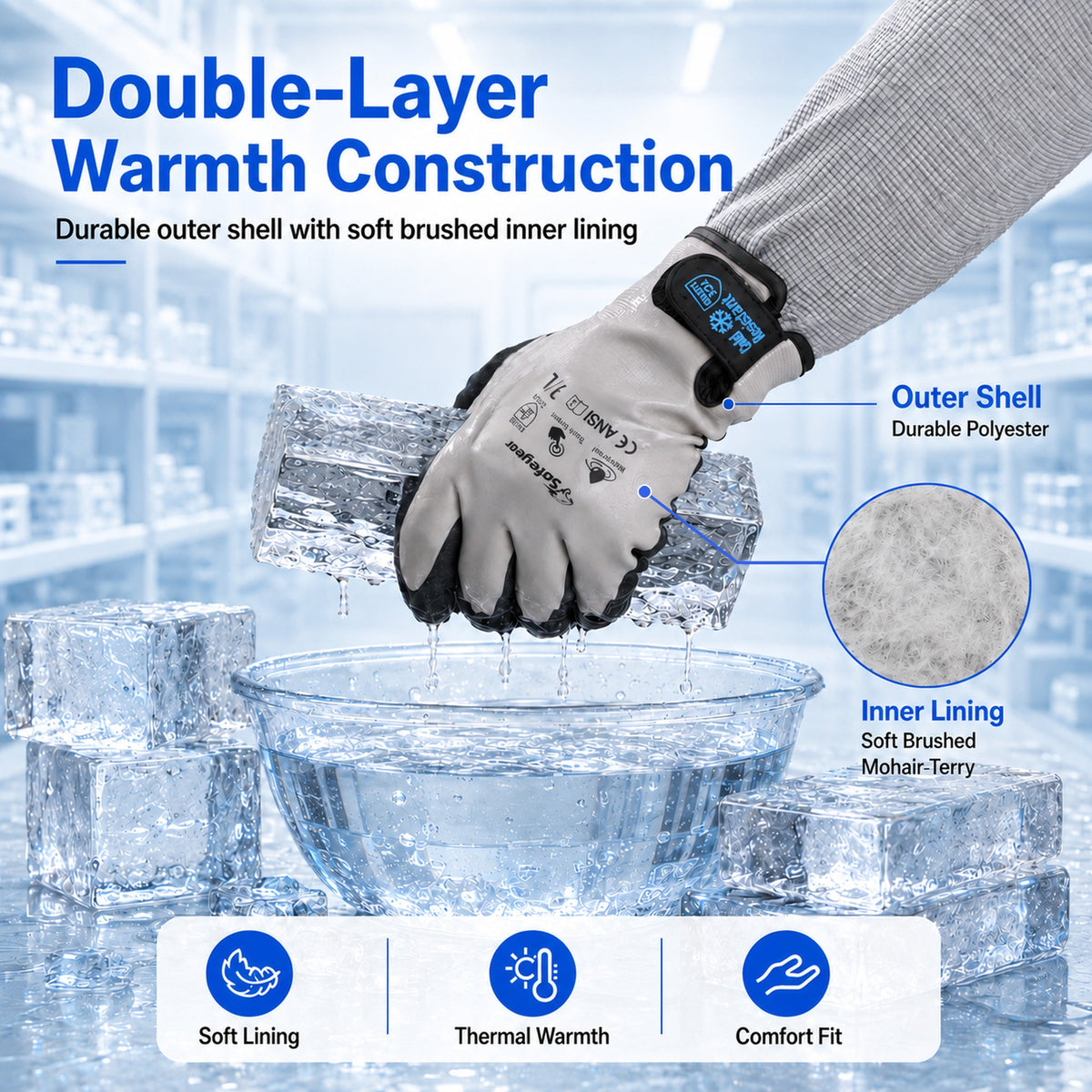 SAFEYEAR Waterproof Winter Work Gloves, EN388 EN511-30°C Cold Resistant Thermal Lined Gloves（Year）