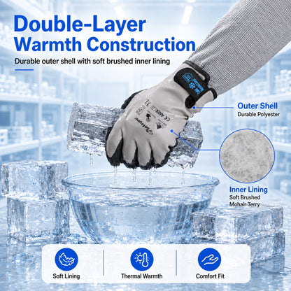 SAFEYEAR Waterproof Winter Work Gloves, EN388 EN511-30°C Cold Resistant Thermal Lined Gloves（Year）