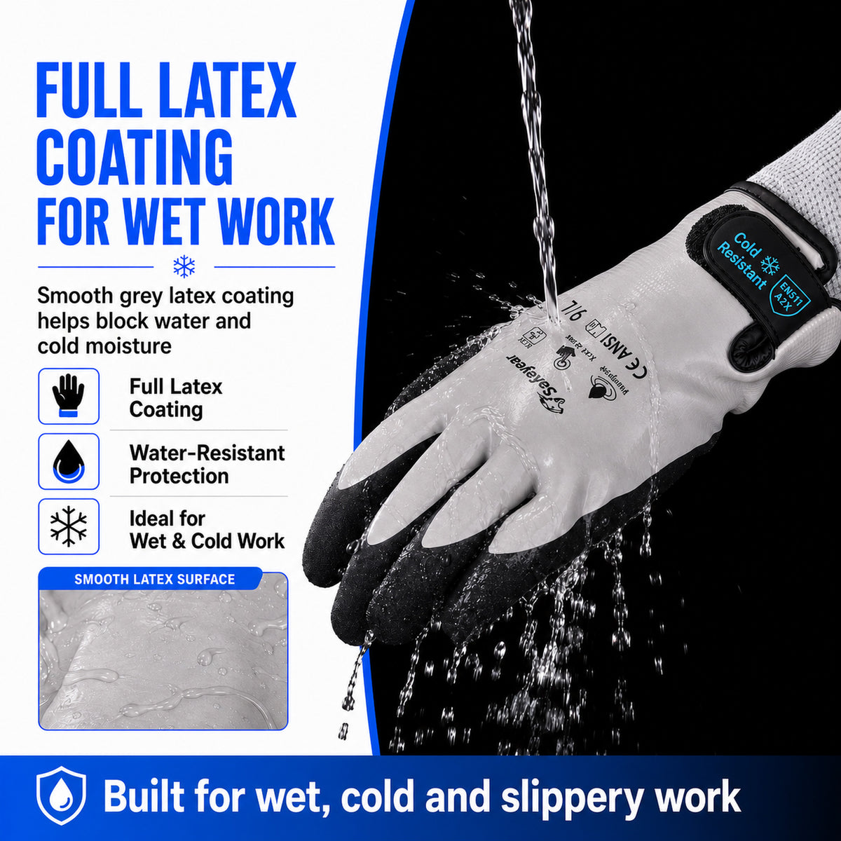 SAFEYEAR Waterproof Winter Work Gloves, EN388 EN511-30°C Cold Resistant Thermal Lined Gloves（Year）