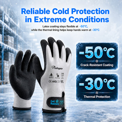 SAFEYEAR Waterproof Winter Work Gloves, EN388 EN511-30°C Cold Resistant Thermal Lined Gloves（Year）