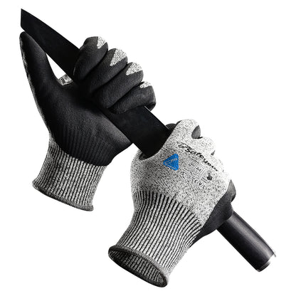 SAFEYEAR Level 5 Cut Resistant Safety Gloves, Nitrile Coated Work Gloves, Anti-Slip & Abrasion Resistant Hand Protection, Touchscreen Compatible, M for Construction, Gardening, Durable & Comfortable
