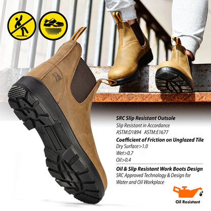 Safetoe Chelsea Work Boots for Men Slip On Safety Boots（Soft Toe）