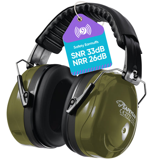 Safeyear 33dB Ear Muffs - ANSI/CE Approved Noise Cancelling Headphones, Adjustable for Hard Hats, Industrial Hearing Protection (Factory/Warehouse/Aviation)
