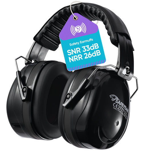 Safeyear 33dB SNR Industrial Ear Muffs, ANSI/CE Certified Noise Cancelling Headphones for Construction & Airport, Adjustable Hearing Protection with Storage Box