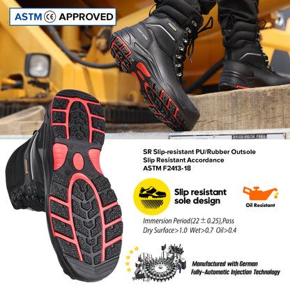 Safetoe Men's Insulated Waterproof Work Boots Composite Toe Industrial safety（H-9552BK）