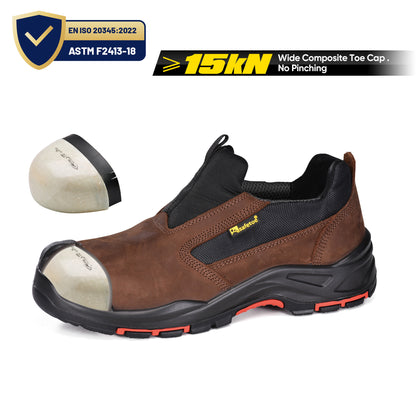 Men's slip On Low-Top Composite Toe Cow Leather Safety shoes(L-7525)