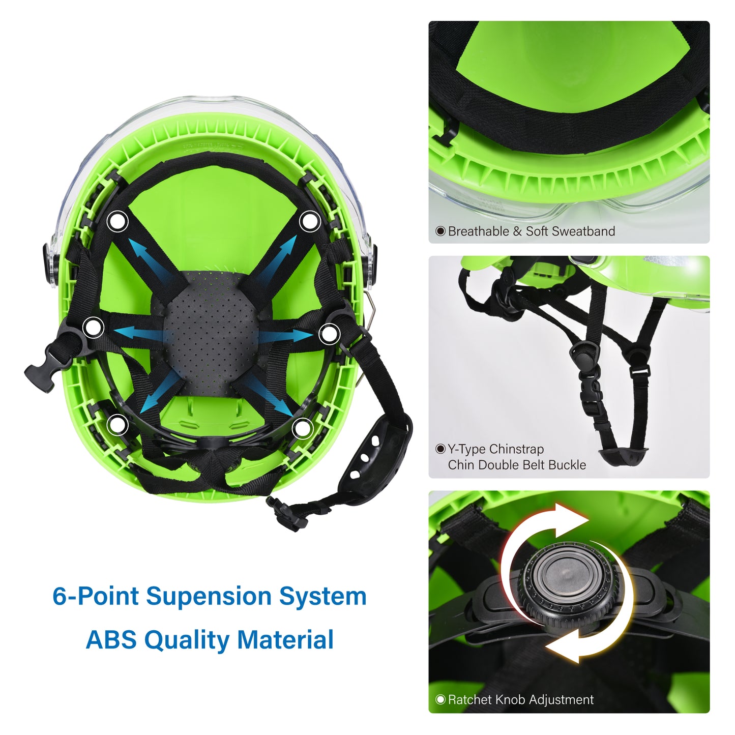 SAFEYEAR Multi-Protection Helmet with Goggles & Ear Muffs – ANSI/CE Certified for Construction, Mining, Forestry & More