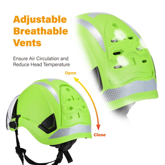 SAFEYEAR Multi-Protection Helmet with Goggles & Ear Muffs – ANSI/CE Certified for Construction, Mining, Forestry & More