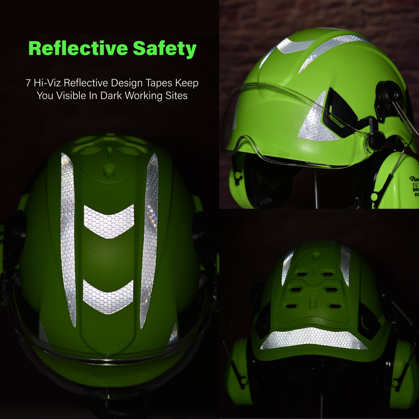 SAFEYEAR Multi-Protection Helmet with Goggles & Ear Muffs – ANSI/CE Certified for Construction, Mining, Forestry & More